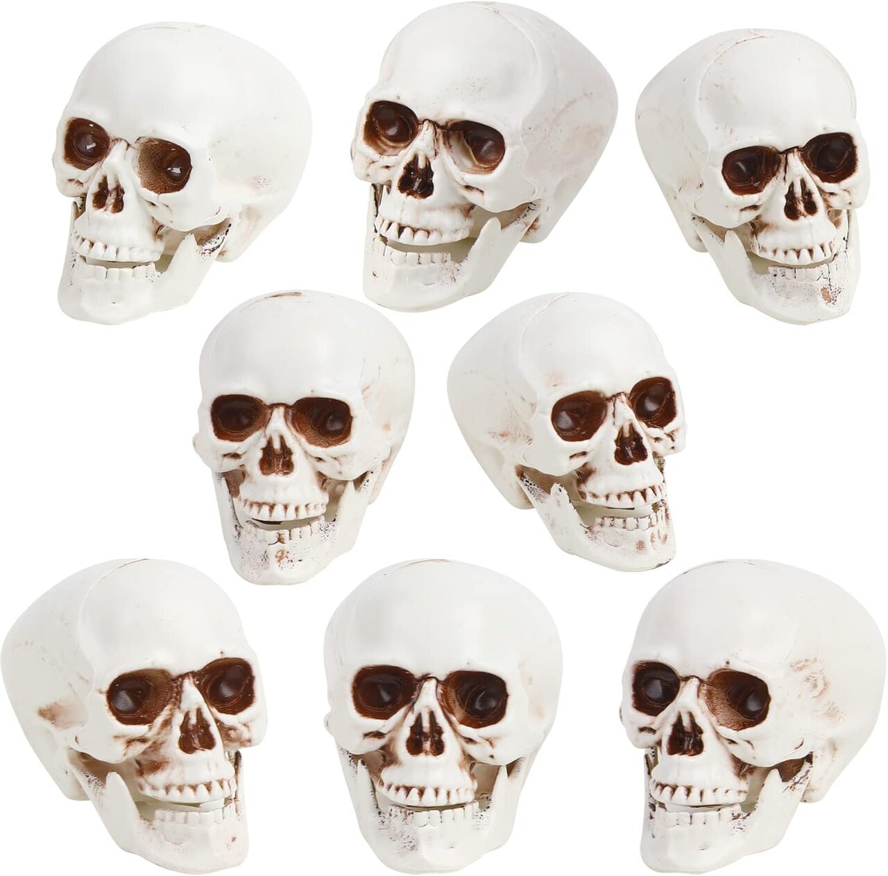 8pcs Halloween Skull Decoration Realistic Looking Skulls Mini Human Skeleton Head Skull Ornaments for Halloween Home Haunted House Day of The Dead Decor Party Supplies(2 x 2.75 x 2.75 inch)
